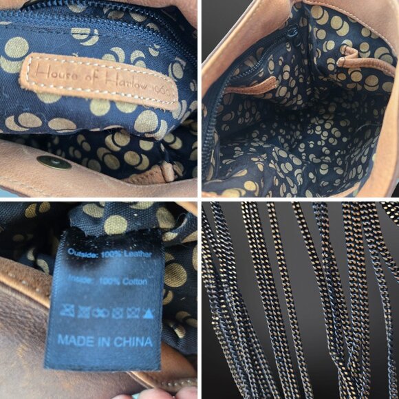 House Of Harlow 1960 Boho Brown Leather Leopard Calf Hair Bag Chain Fringe 2012 - Picture 11 of 11